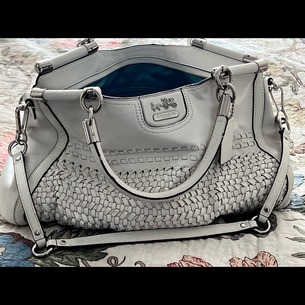 Coach white Woven Satchel Bag